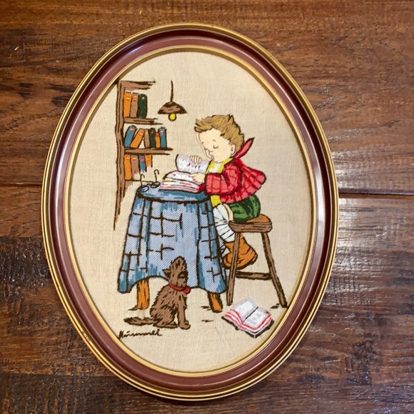 Vintage Hummel Crewel Embroidery - Picture 1 of 6